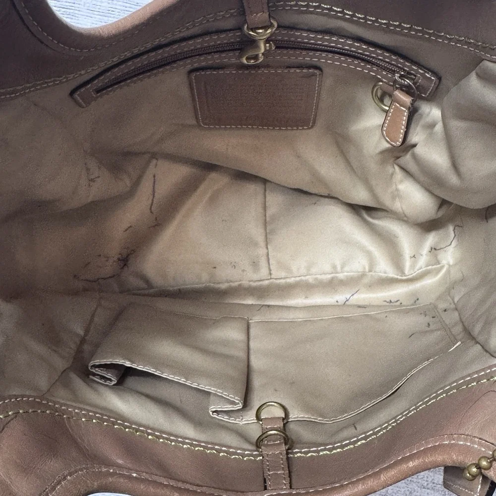 Coach Ergo Signature Tote Hobo Bag 10766 Brown Tan Canvas Signature Brass Y2K